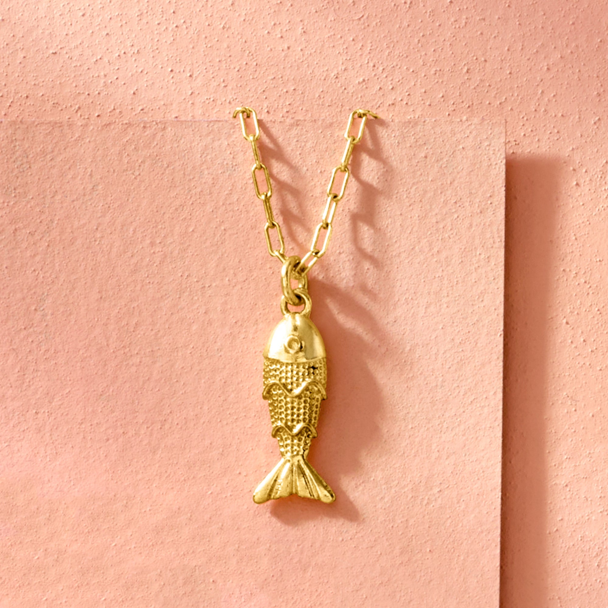 RS Pure by Ross-Simons Italian 18kt Gold Over Sterling Fish Necklace