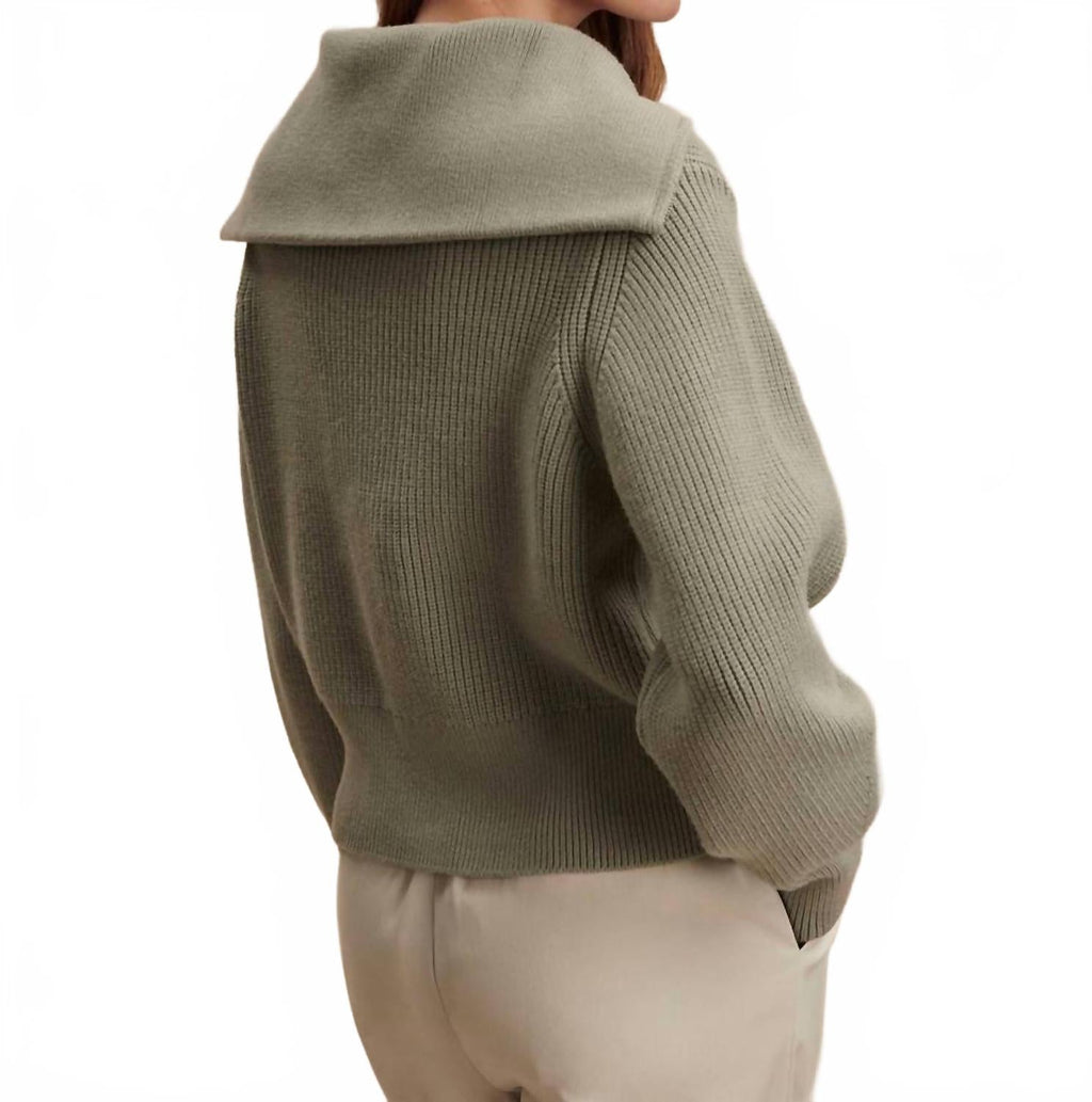 Maura Half Zip Rib Knit Sweater In Agate Grey
