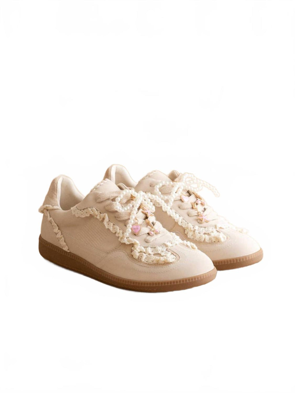 Women's April Lace Trimmed Retro Sneaker In Creme