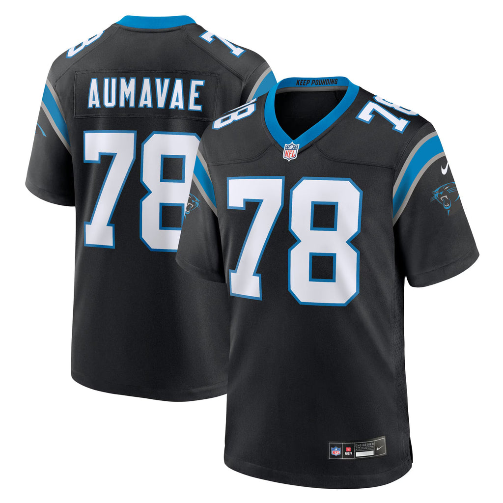 Carolina Panthers Popo Aumavae Black Team Game Jersey