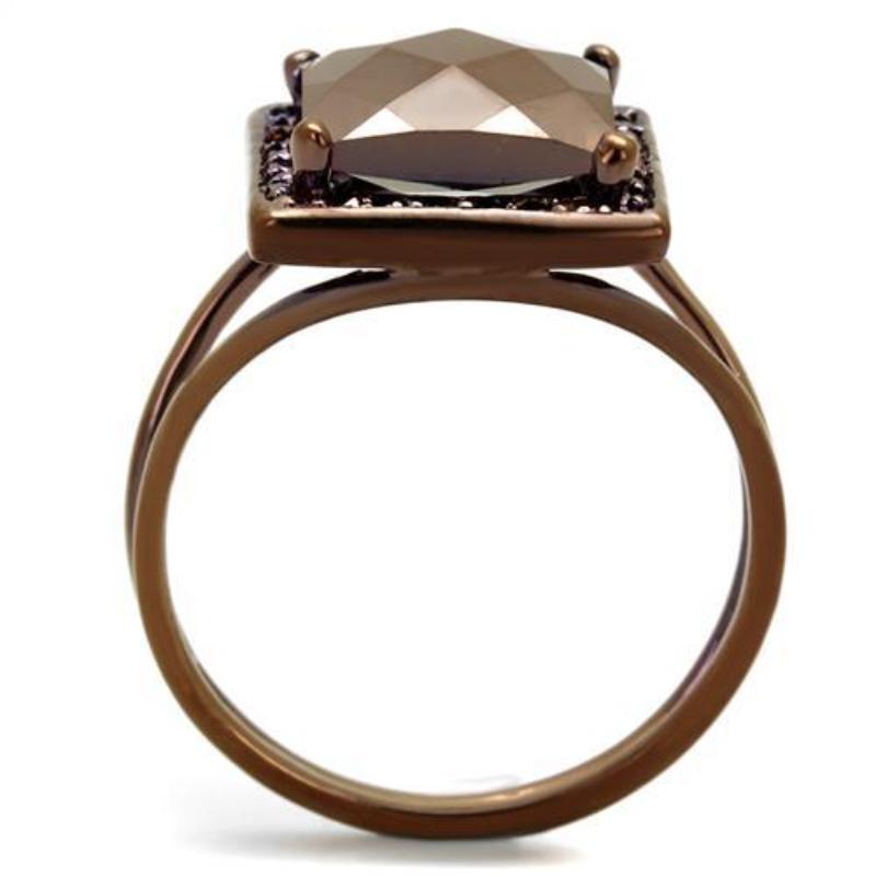 IP Coffee light Brass Ring with AAA Grade CZ in Light Coffee