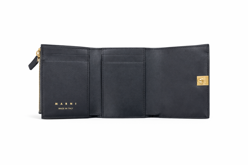 Marni Prisma Folded Leather Wallet - Cork Beige