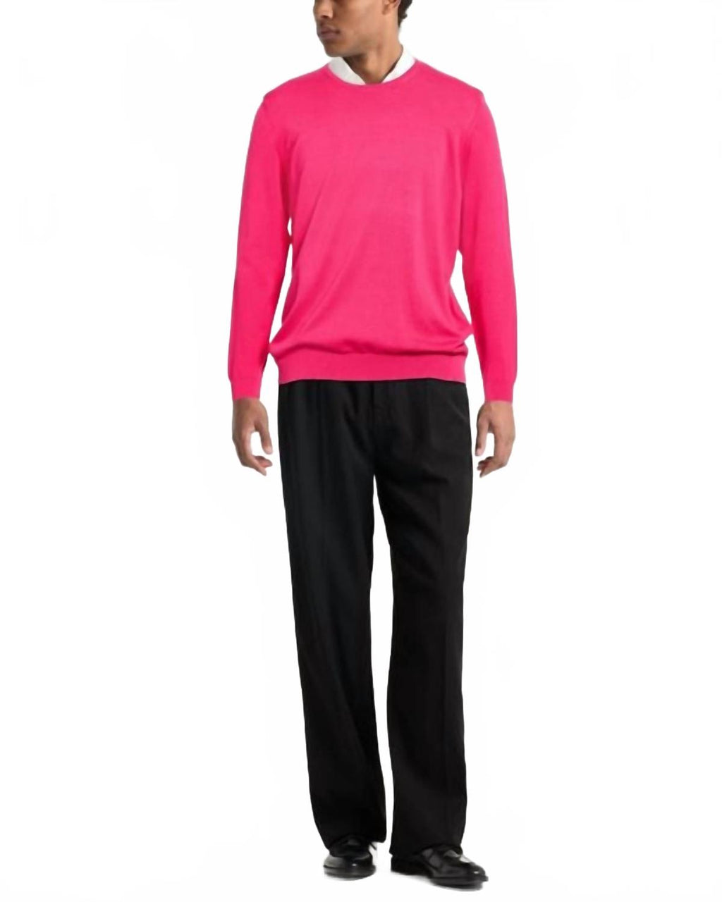 Cotton Crew Sweater In Fuchsia