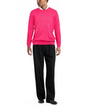 Cotton Crew Sweater In Fuchsia