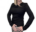 Ring Detail Long Sleeve Top In Black