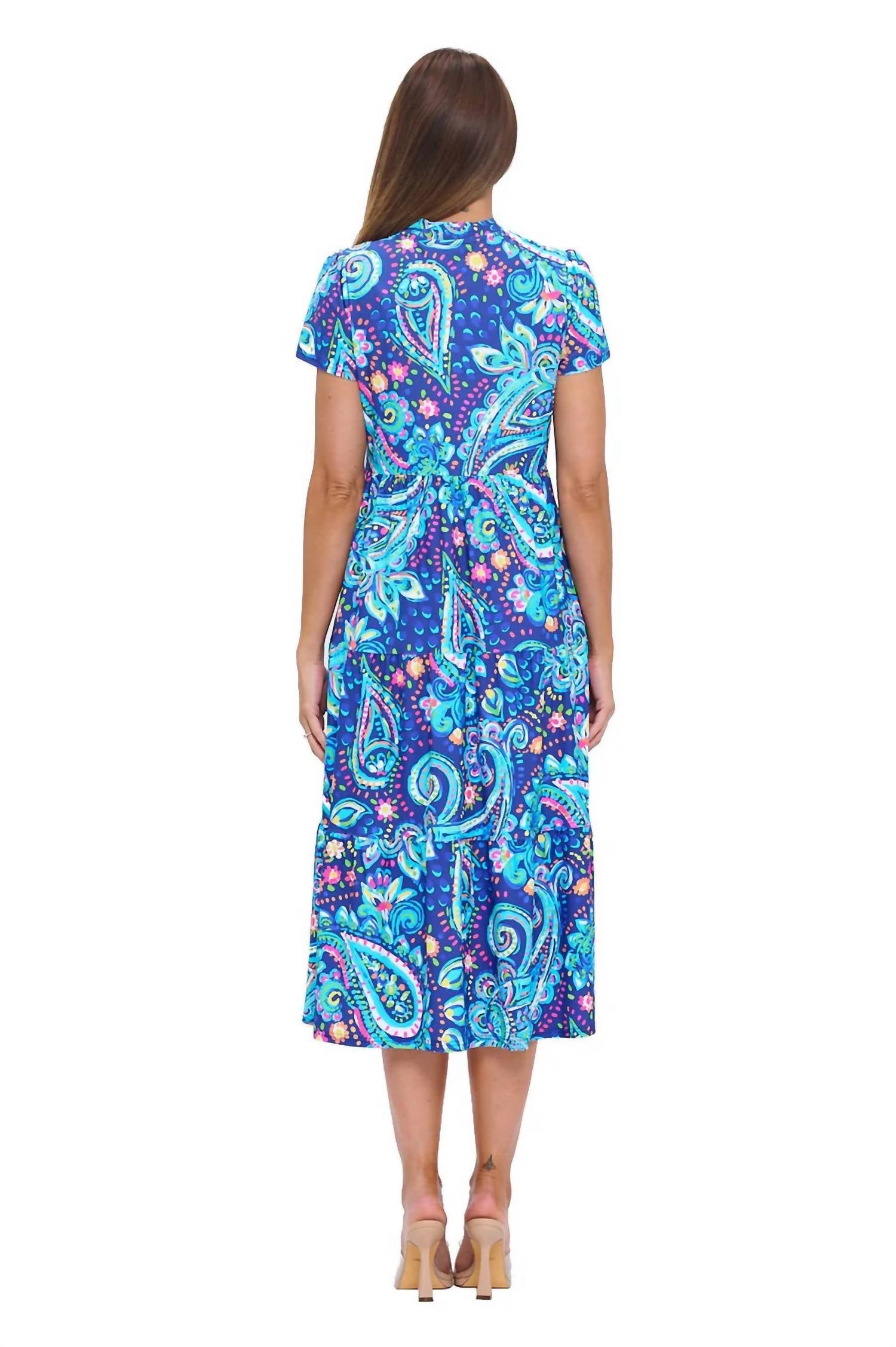 Gail Tiered Maxi Dress In Blue
