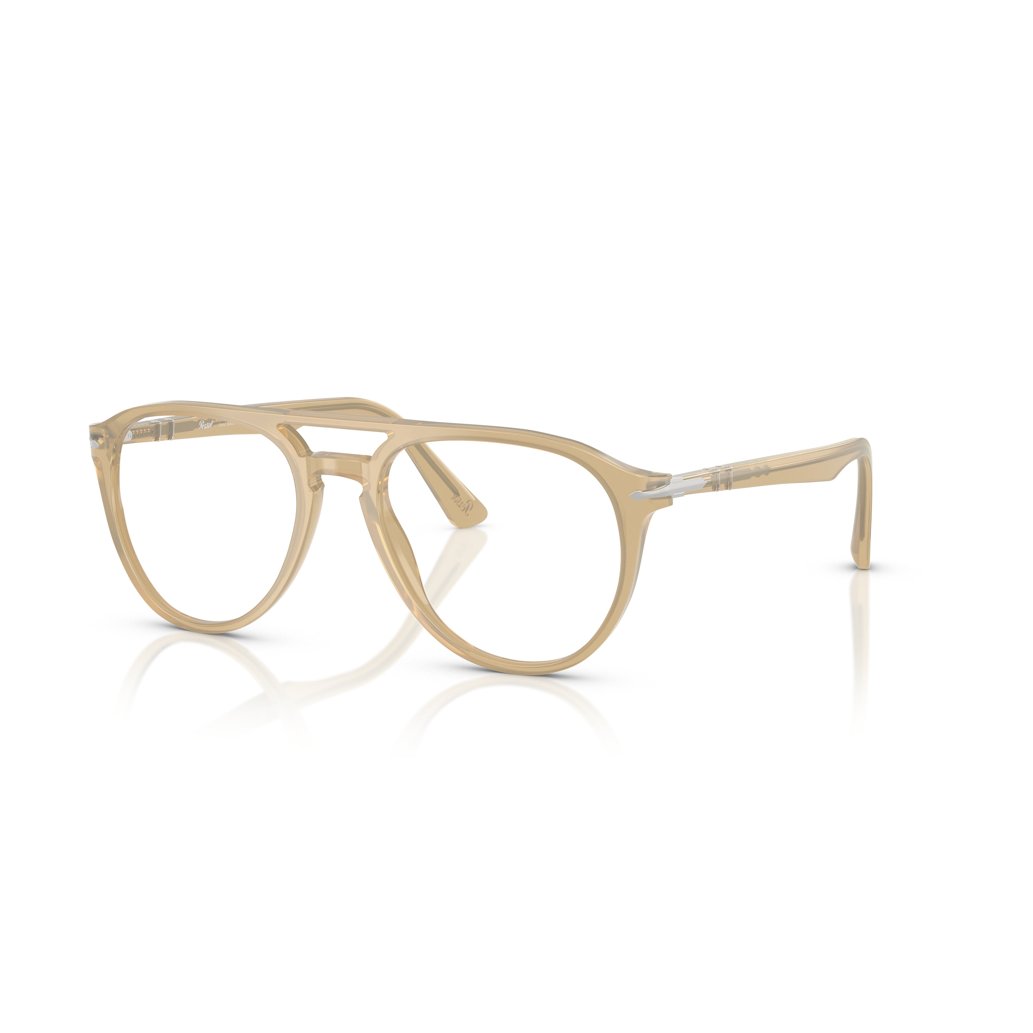 Translucent Beige Acetate Aviator Eyeglasses With Double Bridge
