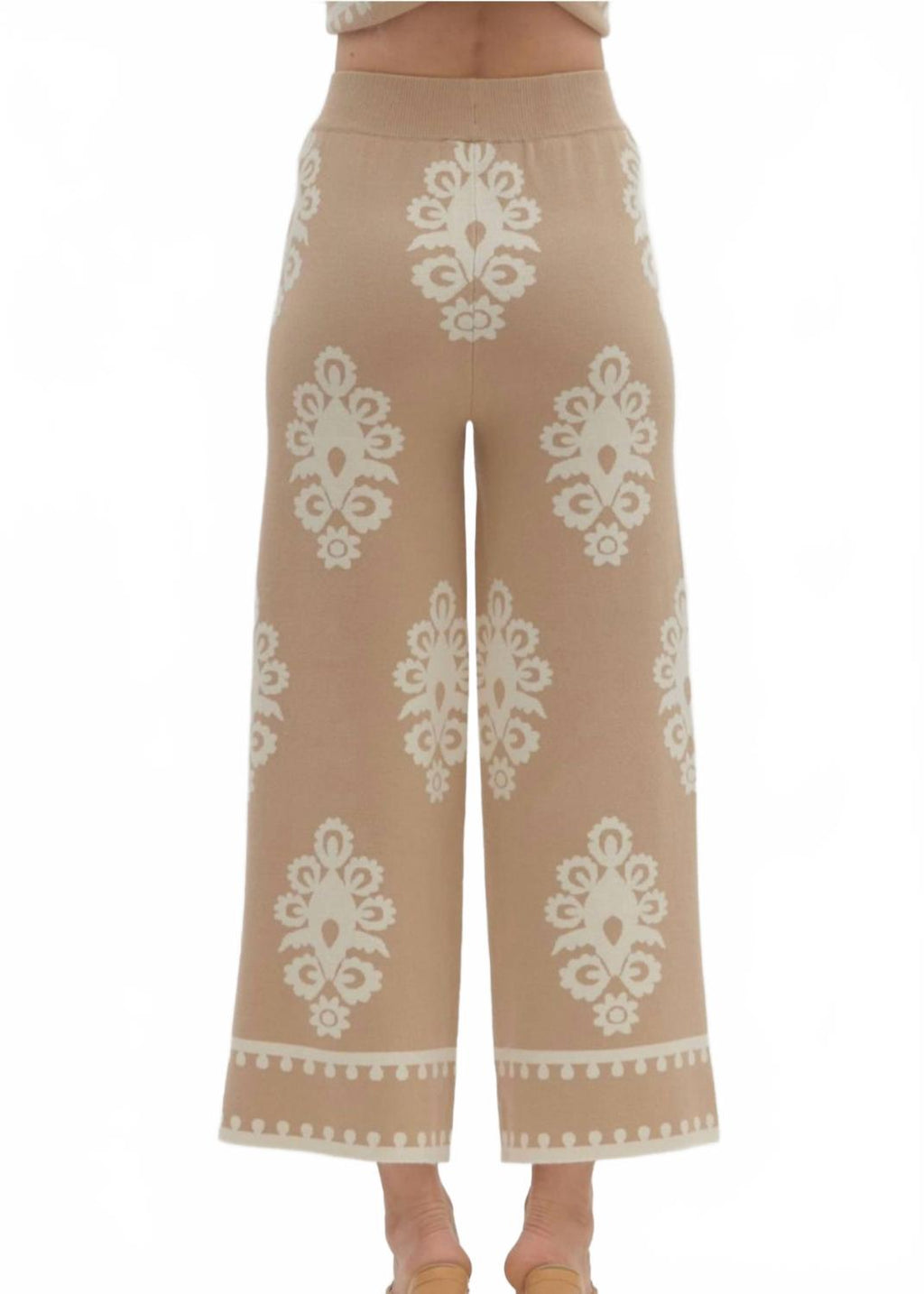 Danni Wide Leg Sweater Pants In Beige