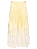 Self-Portrait Women Yellow Satin Lace Midi Skirt