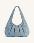 Ashley Denim Ruched Shoulder Bag - Blue