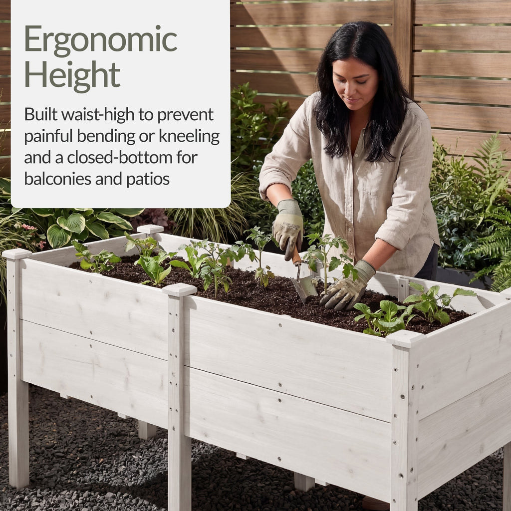 Best Choice Products 72" x 24" x 30" Raised Garden Bed, Extra Deep 16" Depth, Elevated Wood Planter Stand - White