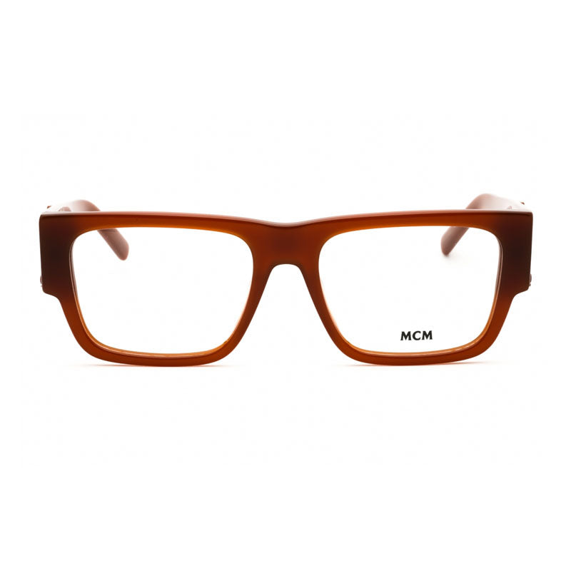 Mcm Eyeglasses Square Full Rim, Shiny Light Brown Frame And Clear Demo Lenses Lens Mw5013045