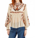 Berry Garden Long Sleeve Blouse In Cream