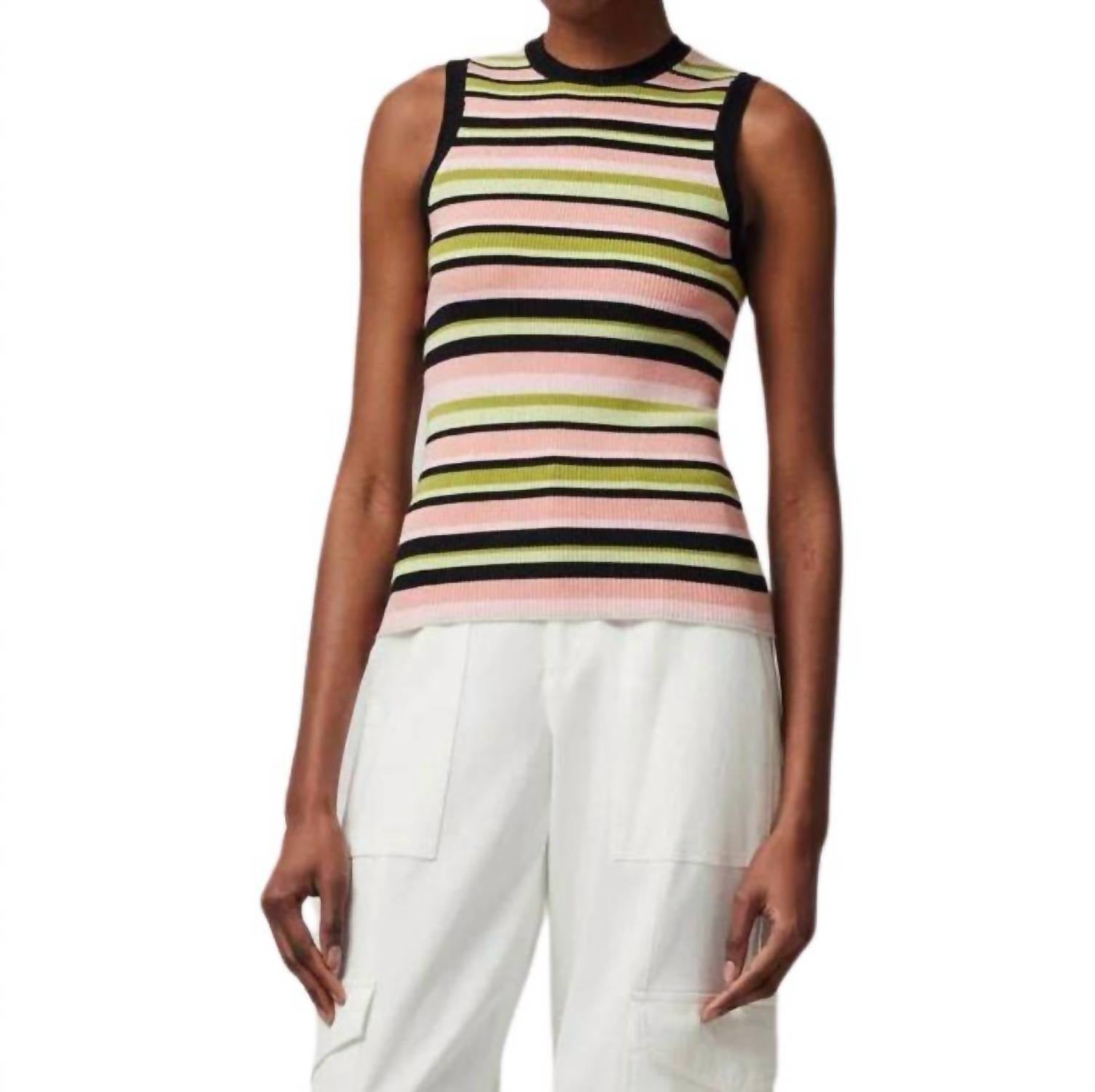 Yarn Stripe Tank Top In Pink Multi