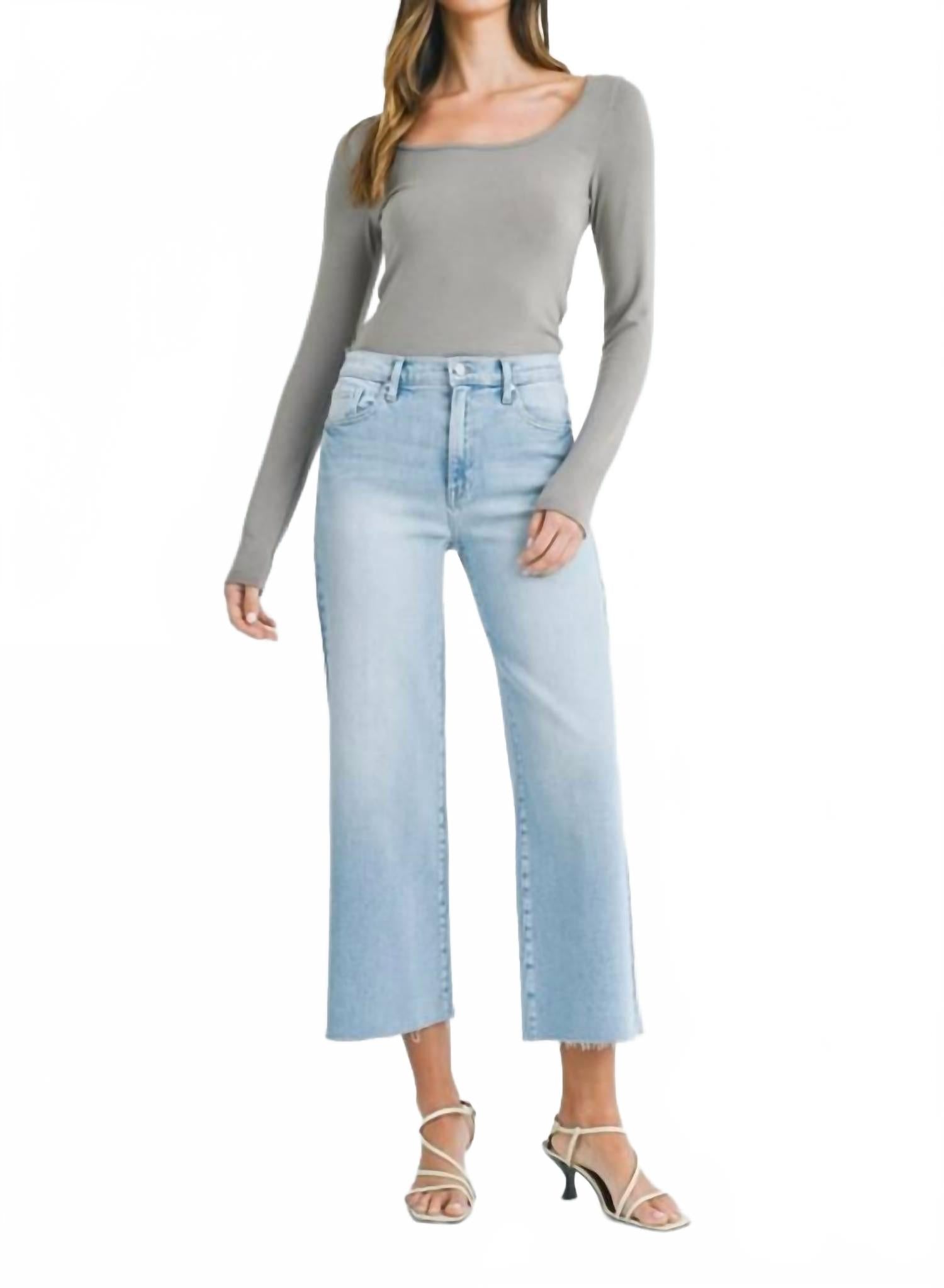 Scissor Cut Wide Leg Jeans In One Color