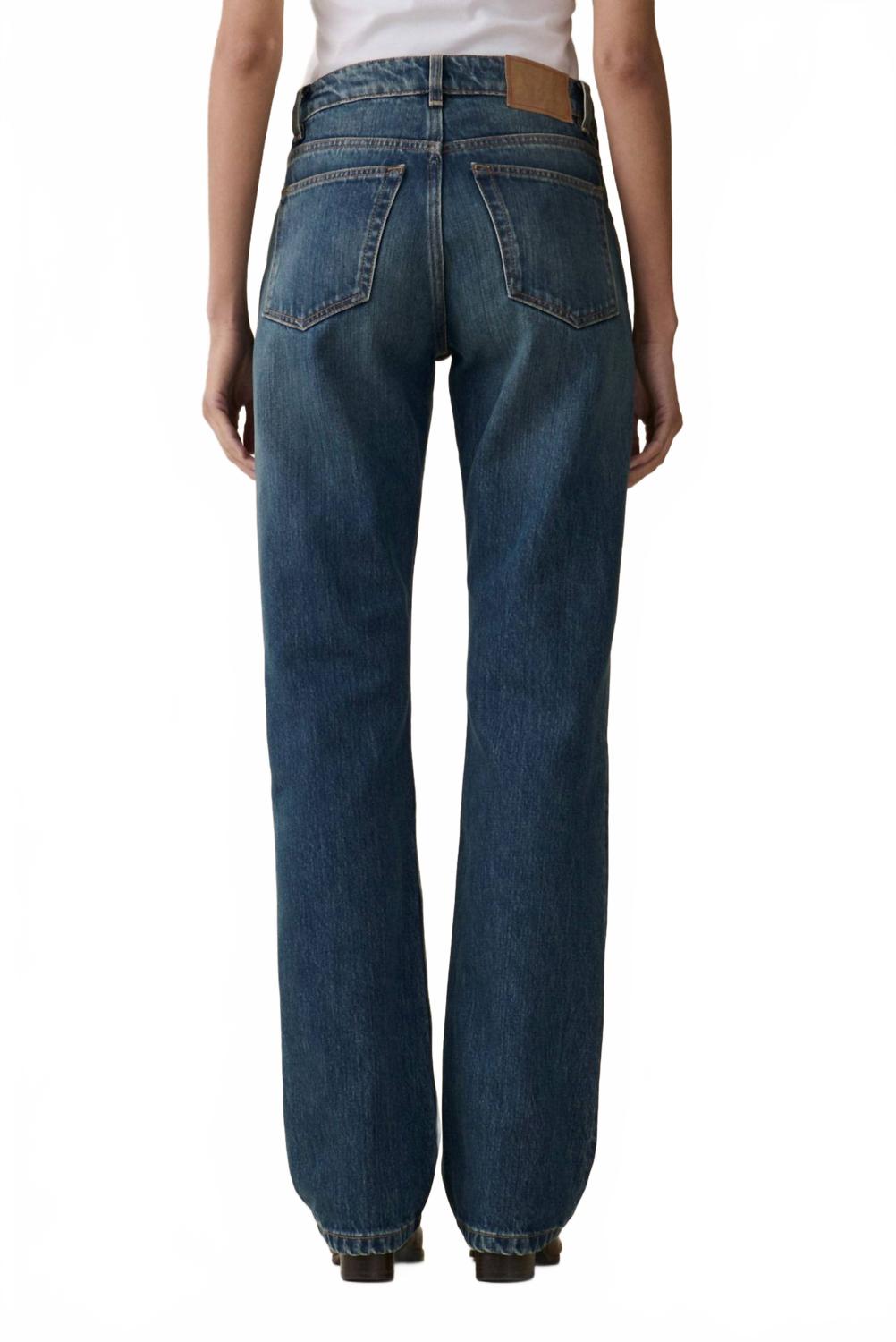 Sisli Mid Rise Straight Leg Jeans In Tinta Verde