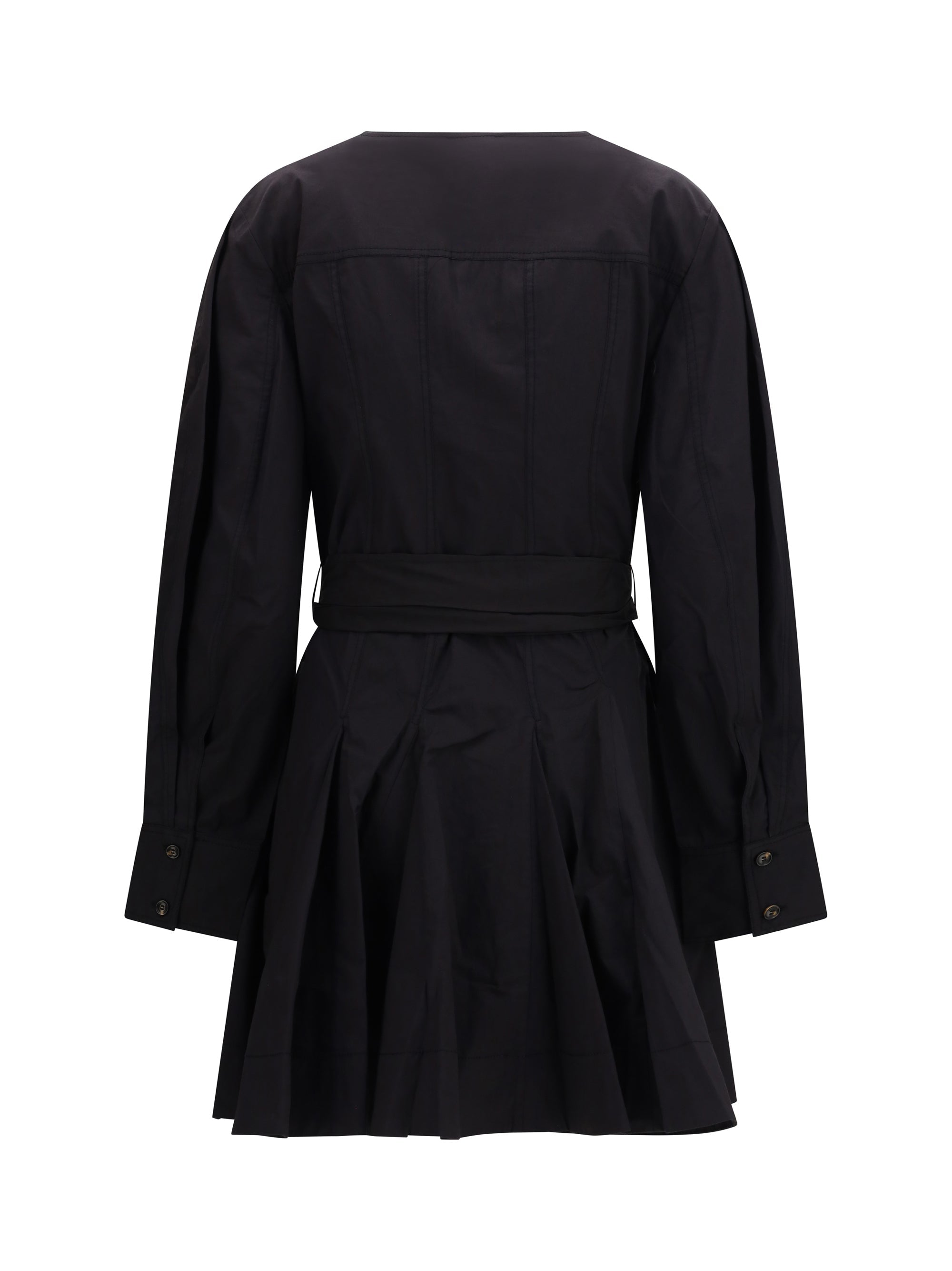 Ganni Women Short Shirt Dress With Belt
