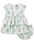 Tea Collection Puff Sleeve Linen-Blend Baby Dress Set