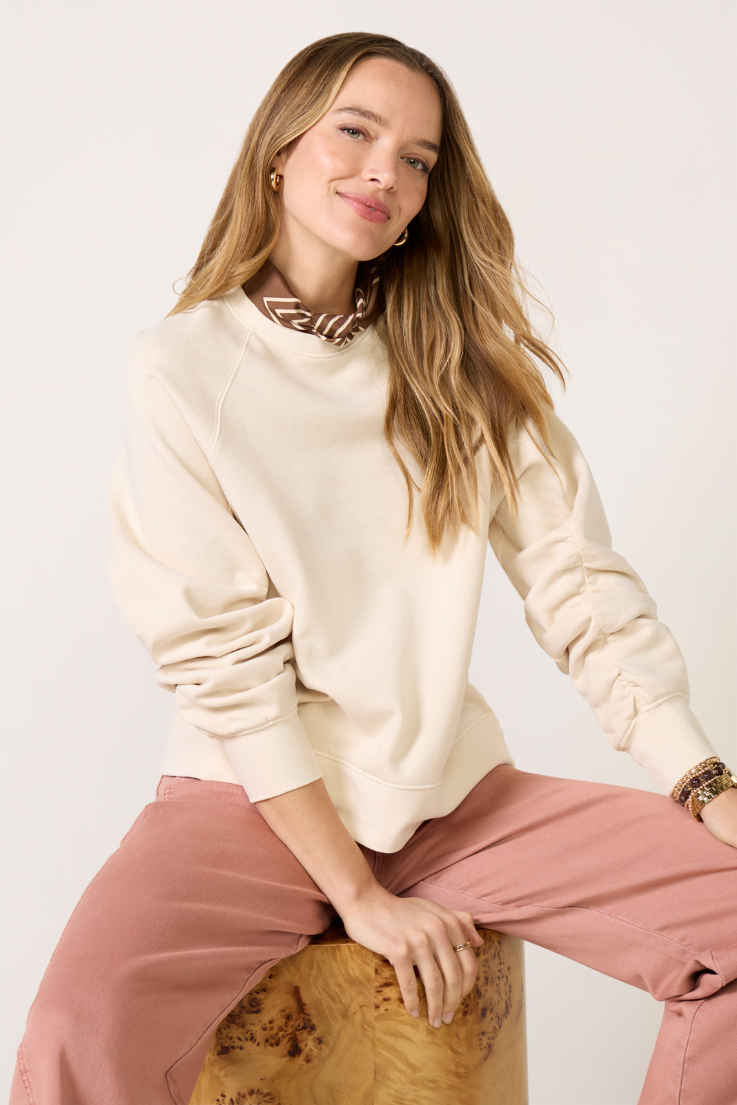 Women's Shirred Sleeve Sweatshirt
