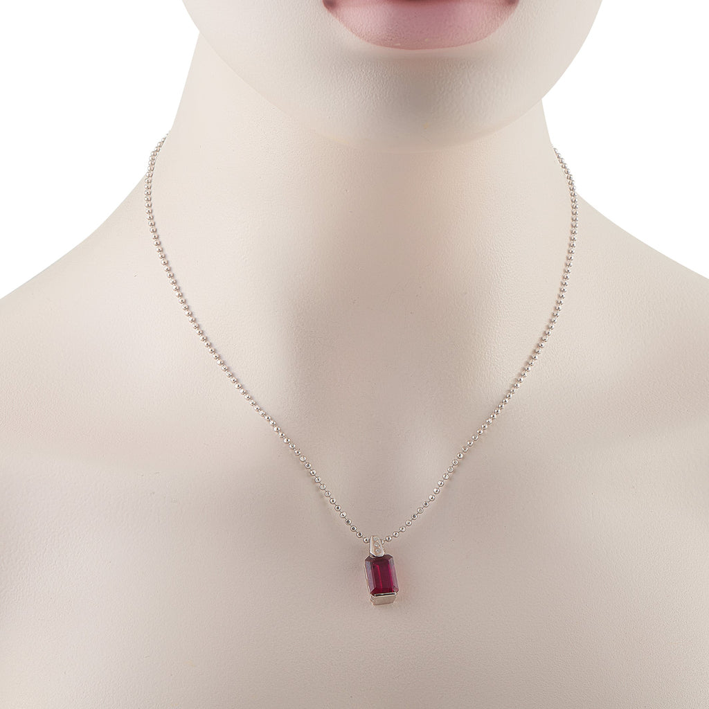 LB Exclusive Platinum 0.04ct Diamond and Tourmaline Pendant Necklace MF05-041426