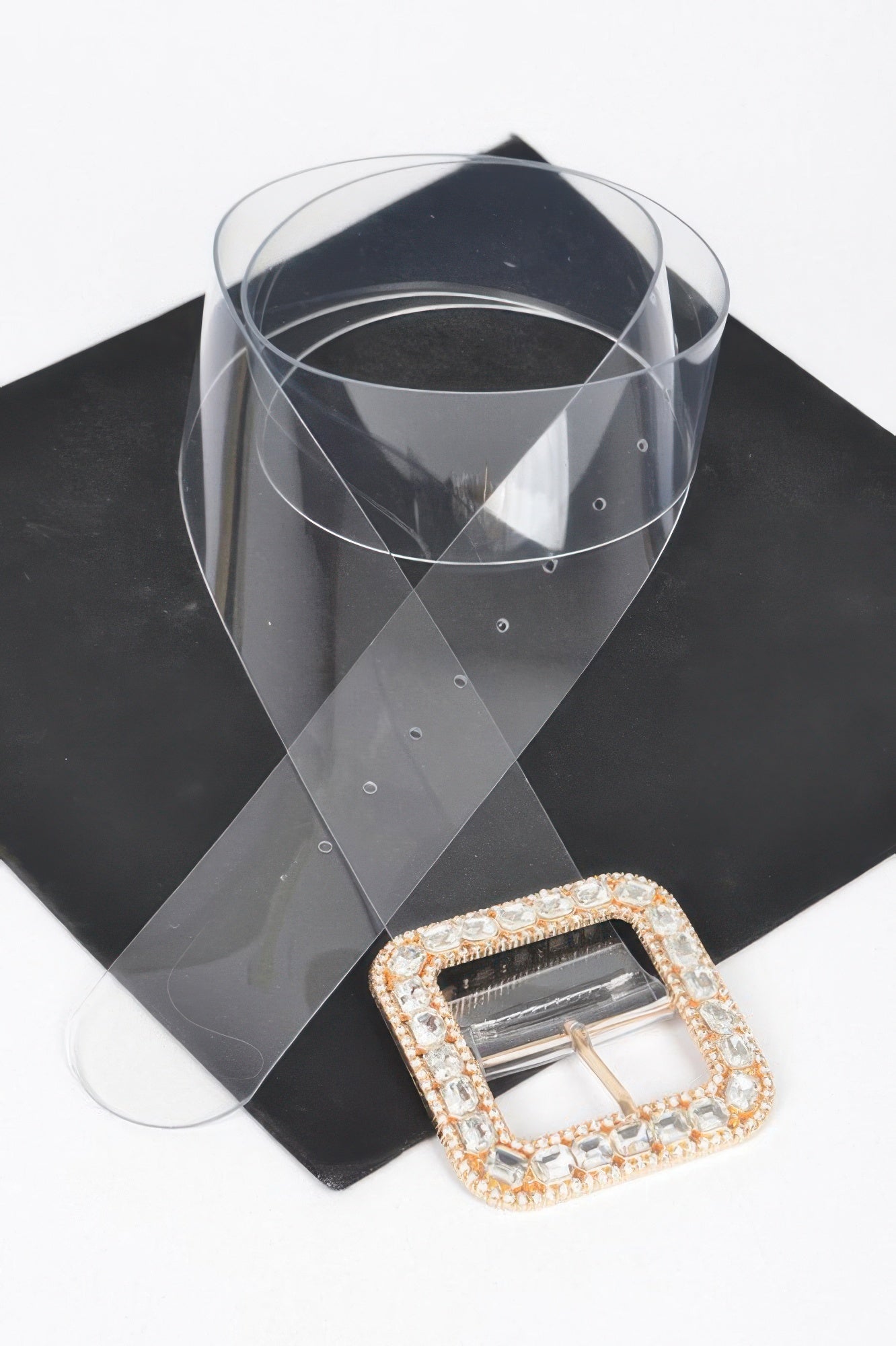 Stone Metal Buckle Clear Plus Size Belt