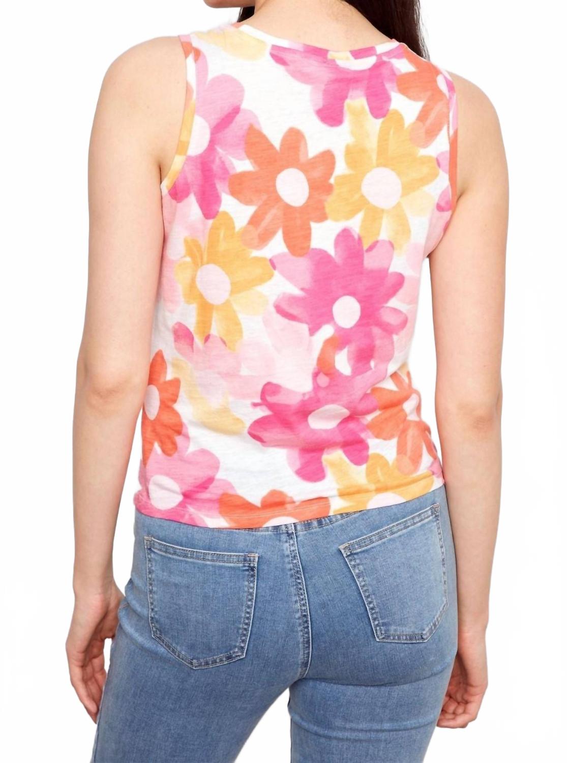 Floral Print Twisted Hem Tank Top In Pink