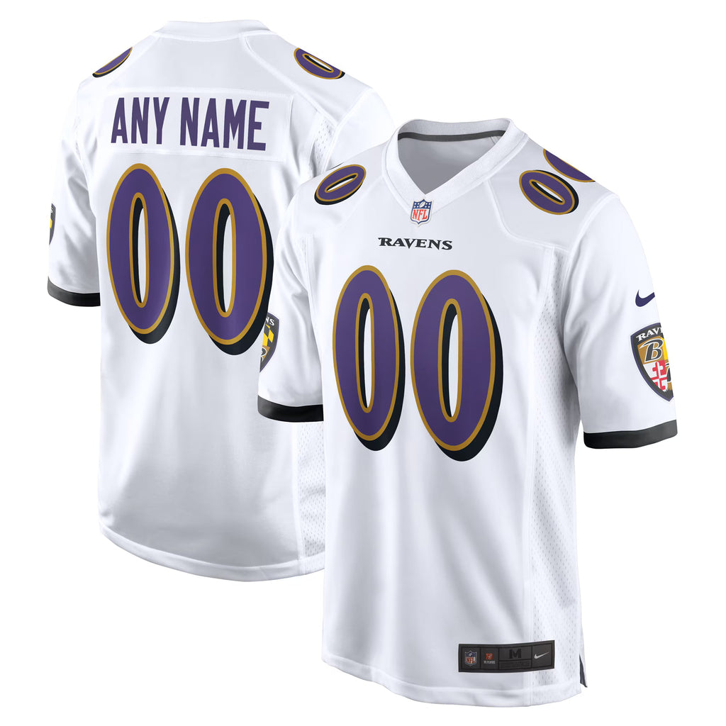 Baltimore Ravens White Custom Game Jersey