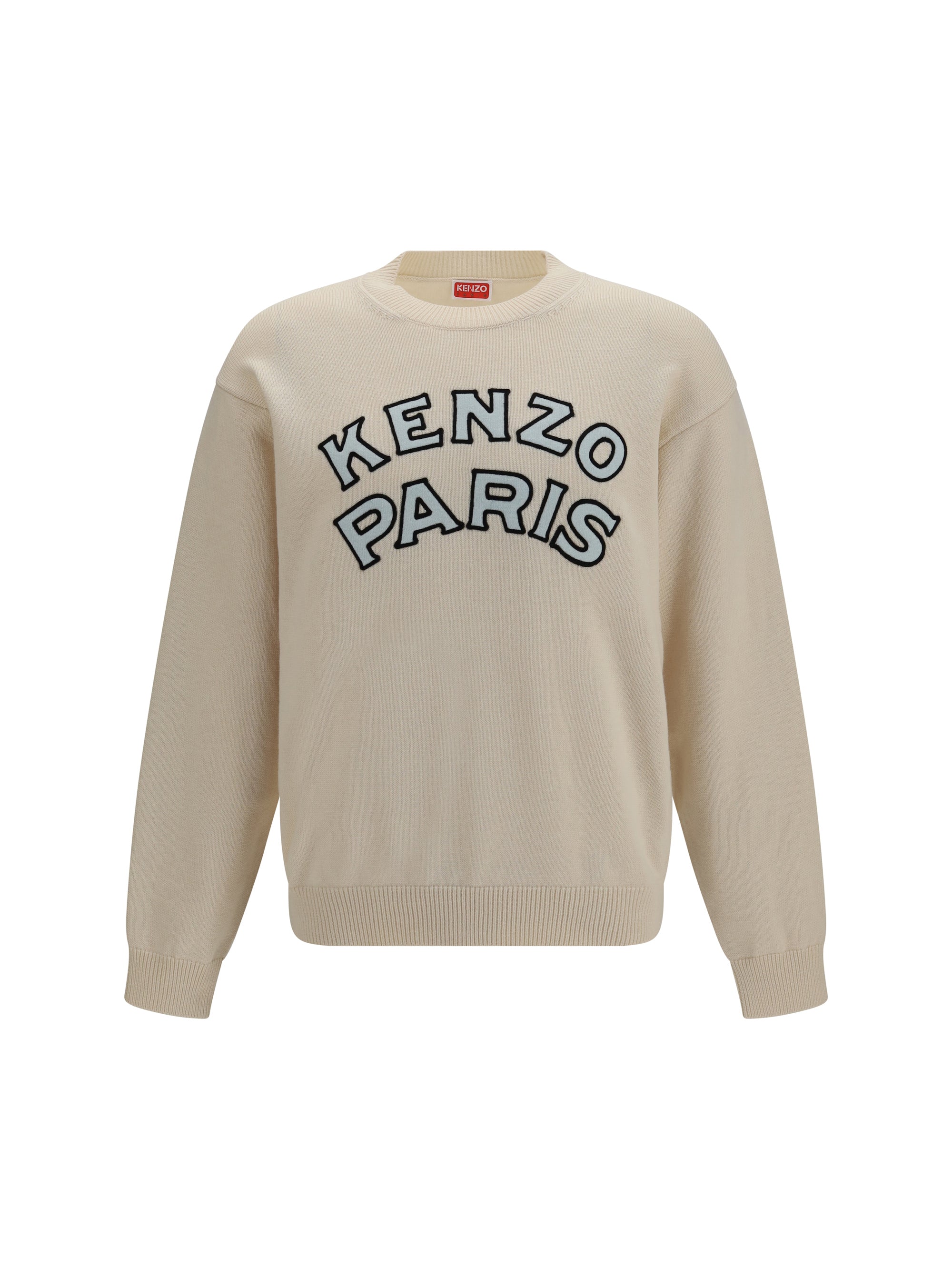 Kenzo Men Kenzo Paris Emblem Embroidered Wool And Cotton Sweater