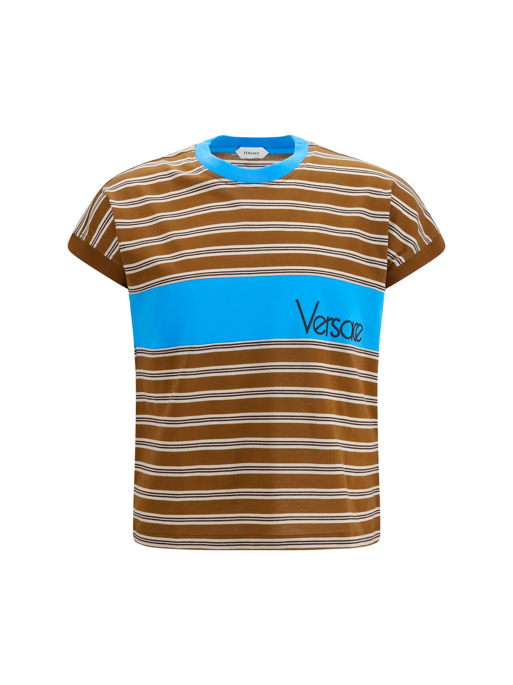 Versace Men Striped Cotton T-Shirt