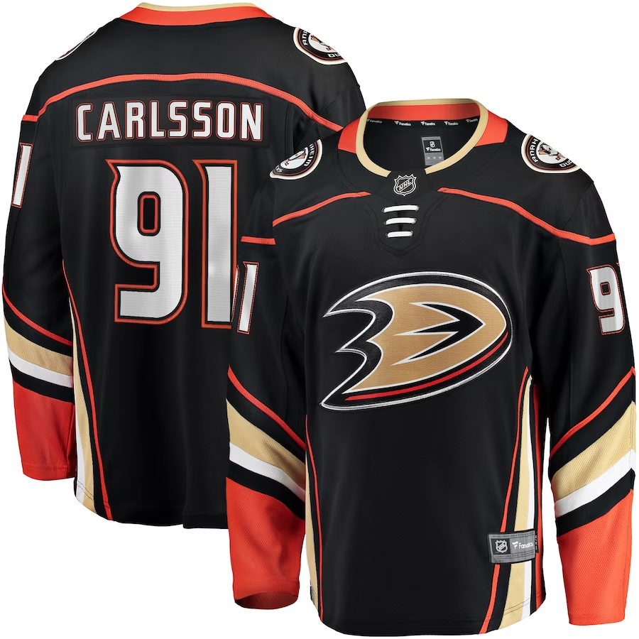 Men's Anaheim Ducks Leo Carlsson #91 Black Home Breakaway Player jersey