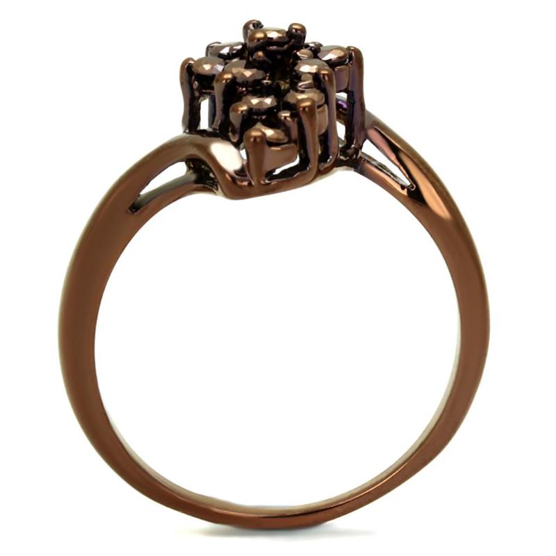 IP Coffee light Brass Ring with AAA Grade CZ in Light Coffee