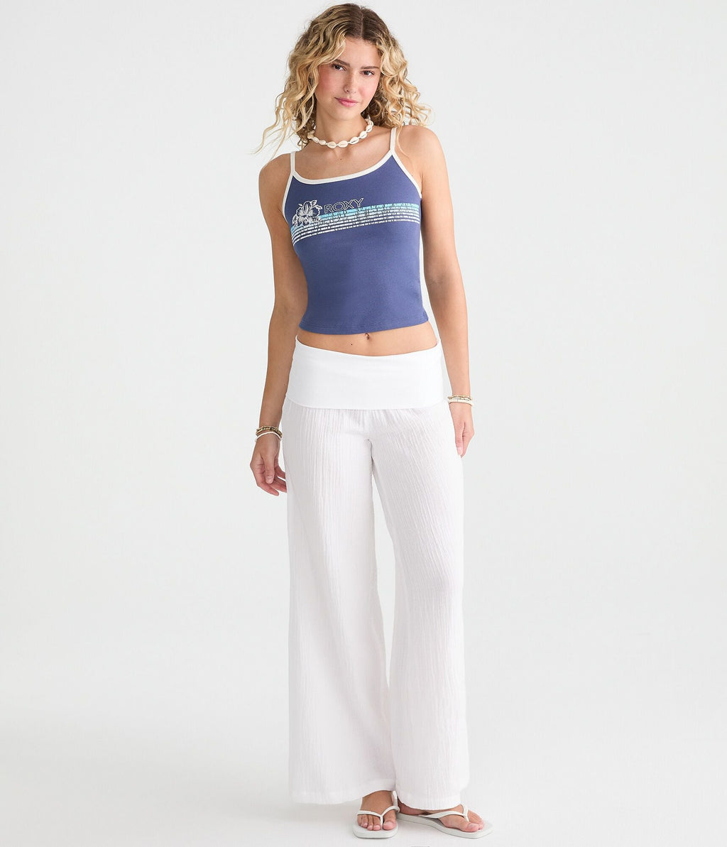 Aeropostale Low-Rise Gauze Fold-Over Wide Leg Pants