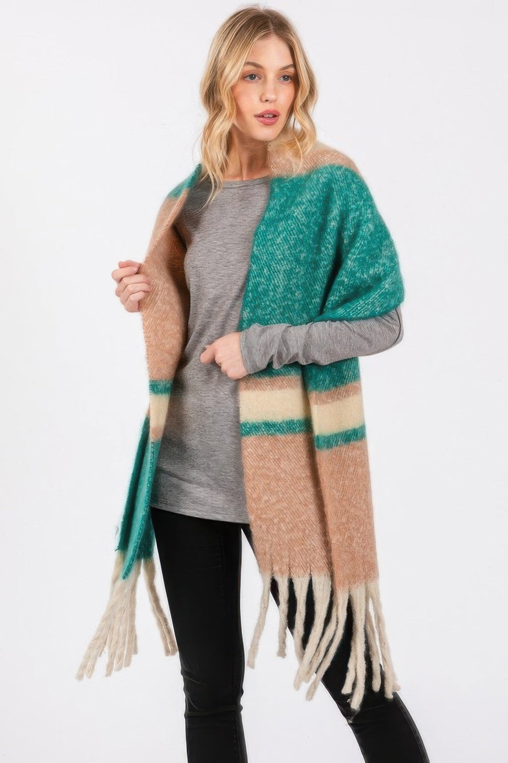 Vibrant Multi-Stripe Soft Winter Wrap Scarf