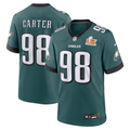 Men's Philadelphia Eagles Jalen Carter #98 Midnight Green Super Bowl LIX Game Player Jersey1