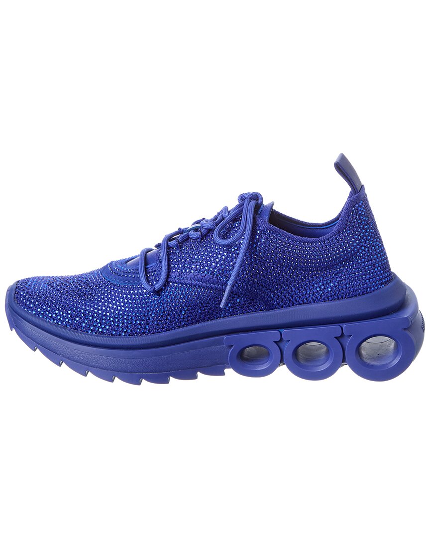 Ferragamo Nima Strass Leather-Trim Sneaker