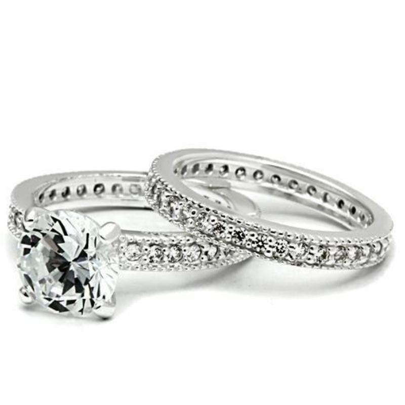 Rhodium 925 Sterling Silver Ring with AAA Grade CZ in Clear