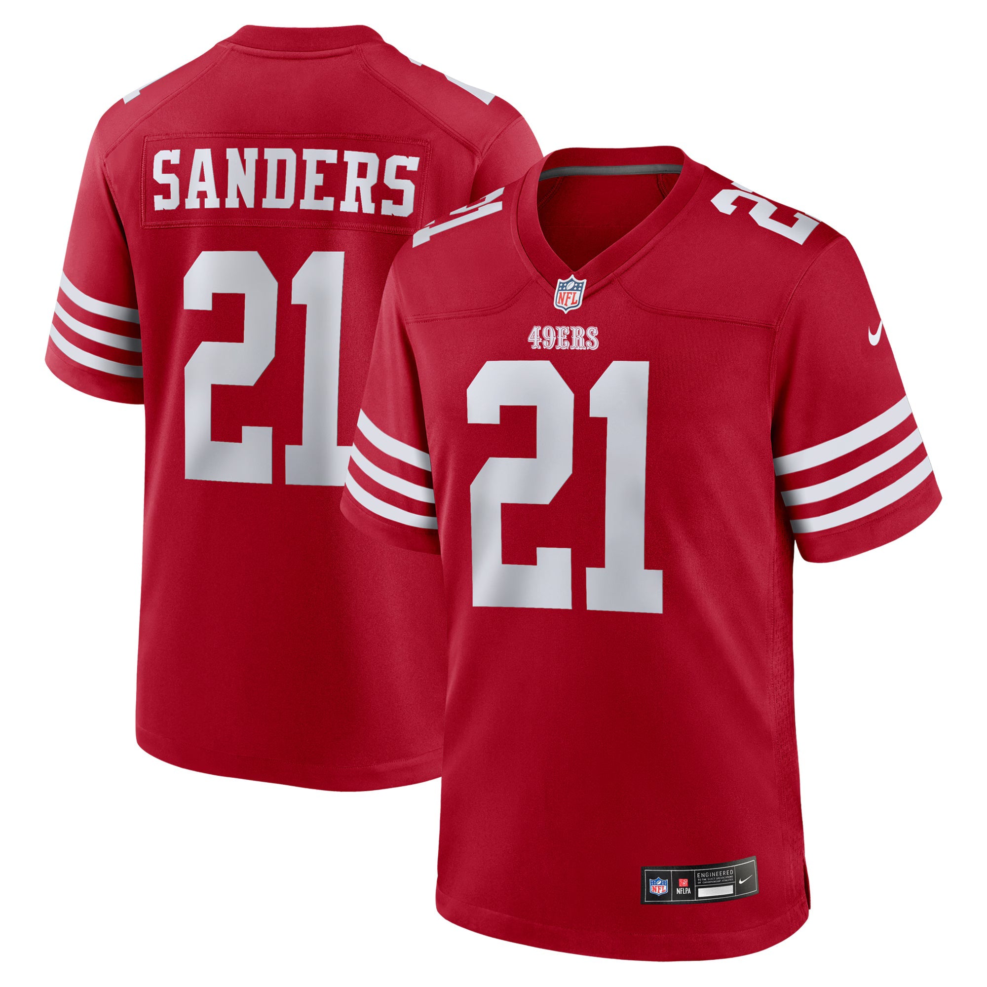 San Francisco 49ers Deion Sanders Scarlet Team Retired Player Game Jersey