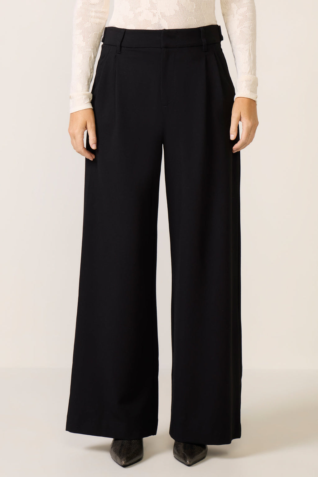 Women's Cheryl Pleated Knit Wide Leg Trouser Pants