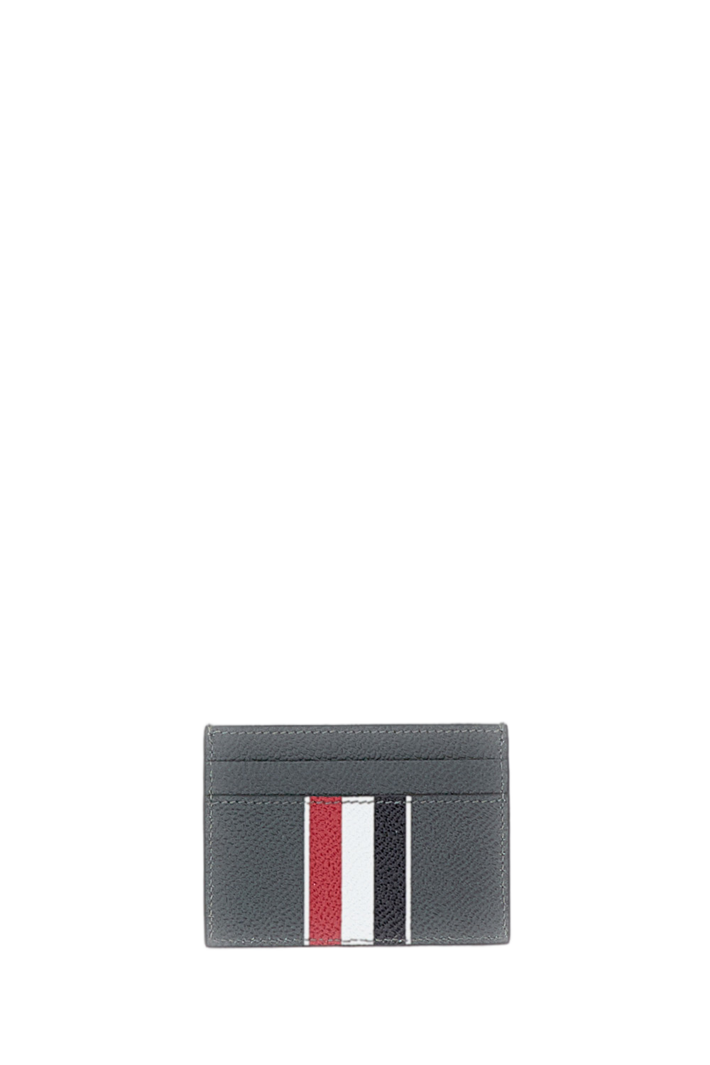 Grey Pebble Grain Leather Double Card Holder