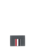 Grey Pebble Grain Leather Double Card Holder