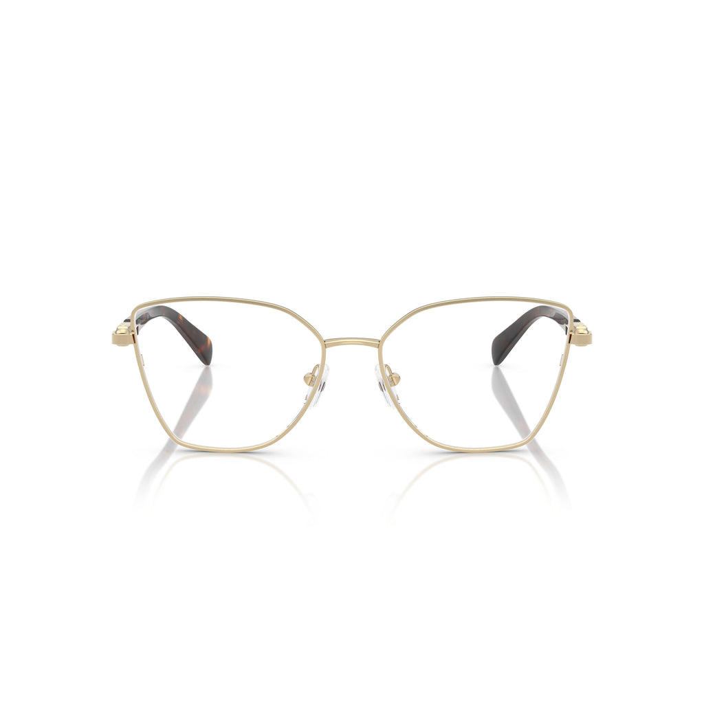 0Mk3090 Geometric Metal Frame Eyeglasses with Tortoiseshell Accents