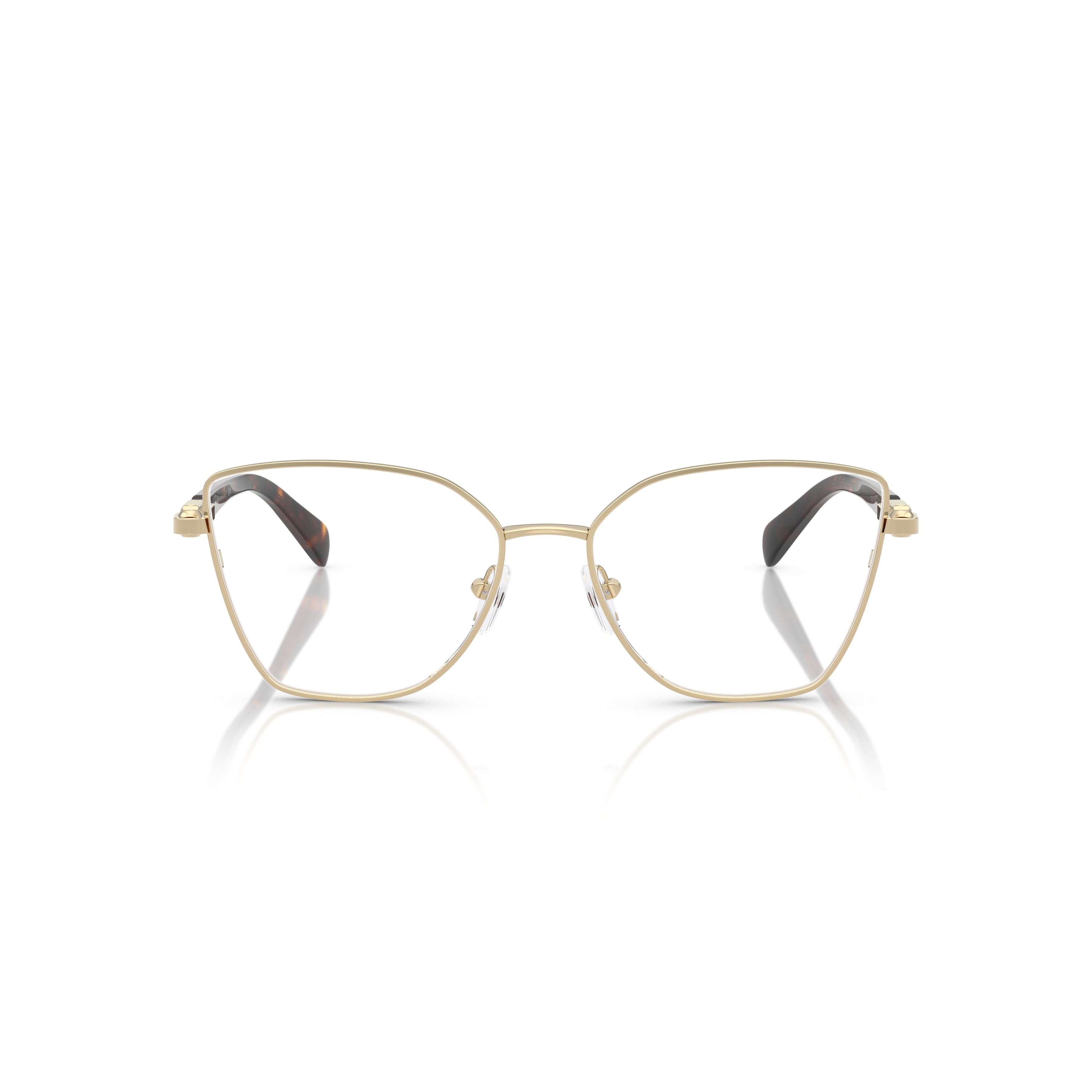 0Mk3090 Geometric Metal Frame Eyeglasses with Tortoiseshell Accents