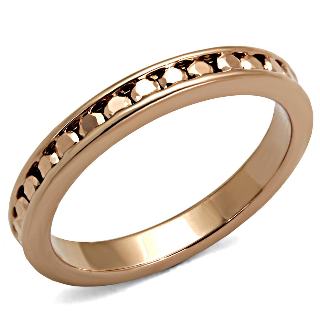IP Rose Gold(Ion Plating) Brass Ring with AAA Grade CZ in Metallic Light Gold