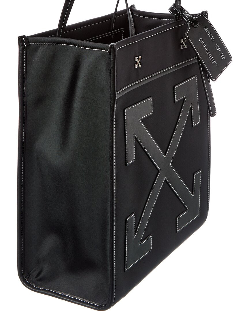 Off-White Boxy Large Leather-Trim Tote