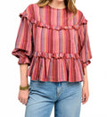 Muti Striped Tier Top In Rust