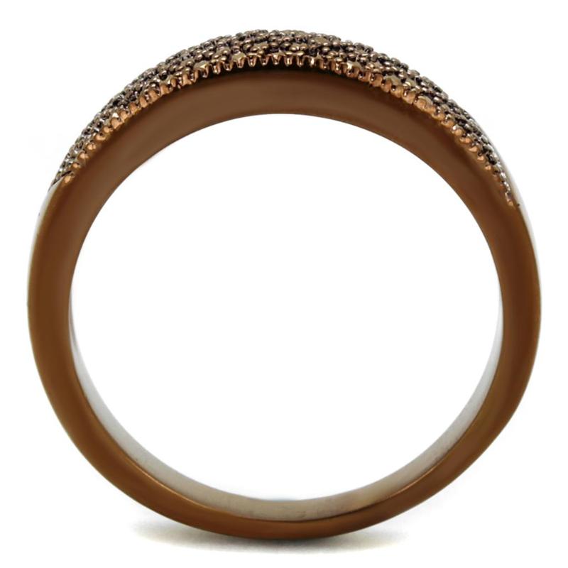 IP Coffee light Brass Ring with AAA Grade CZ in Light Coffee