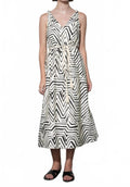 Evelyn Knotted Strap Midi Dress In Ivory Black
