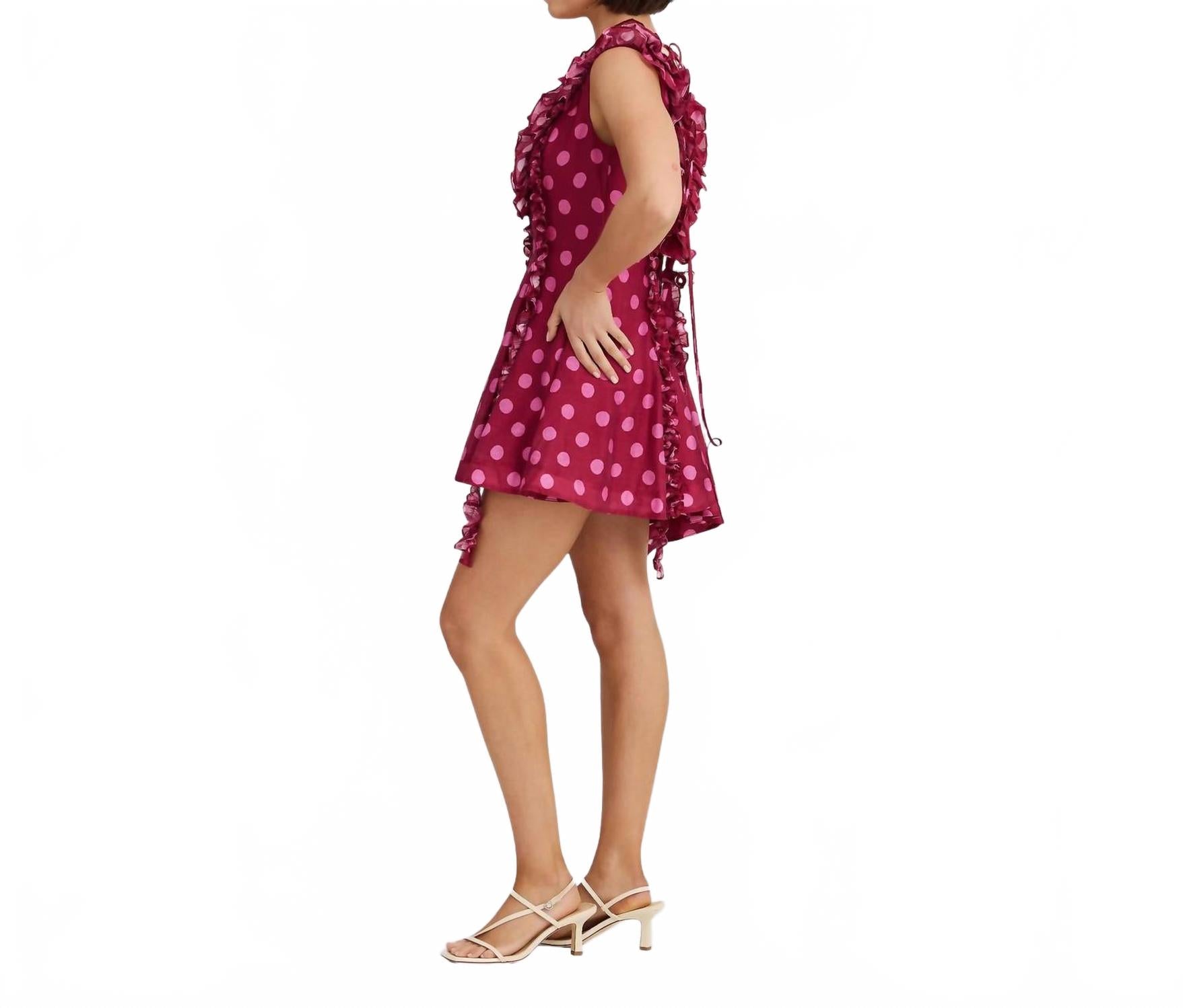 Bianca Asymmetric Mini Dress In Redcurrent Dot