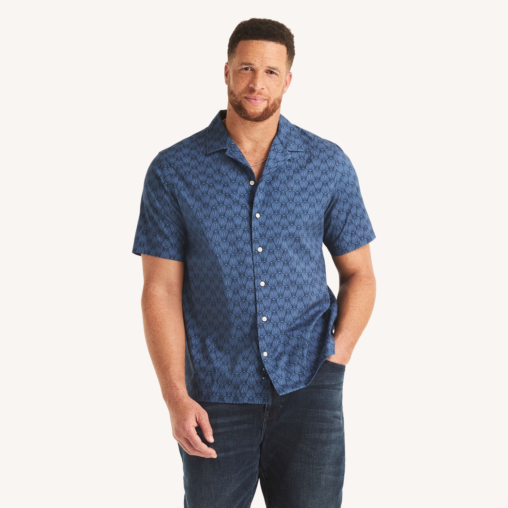 Nautica Big & Tall Printed Short-Sleeve Camp Shirt