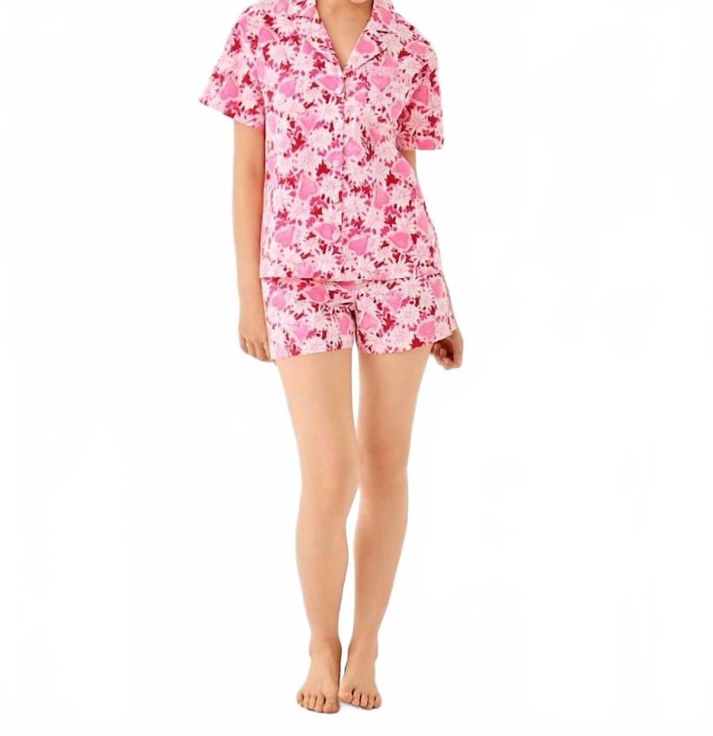 Mari Pj Button-Up Top In Coconut Dear Heart
